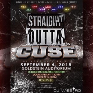 NPHC presents Straight Outta Cuse (Welcome Back Party) @ Goldstein Auditorium | Syracuse | New York | United States